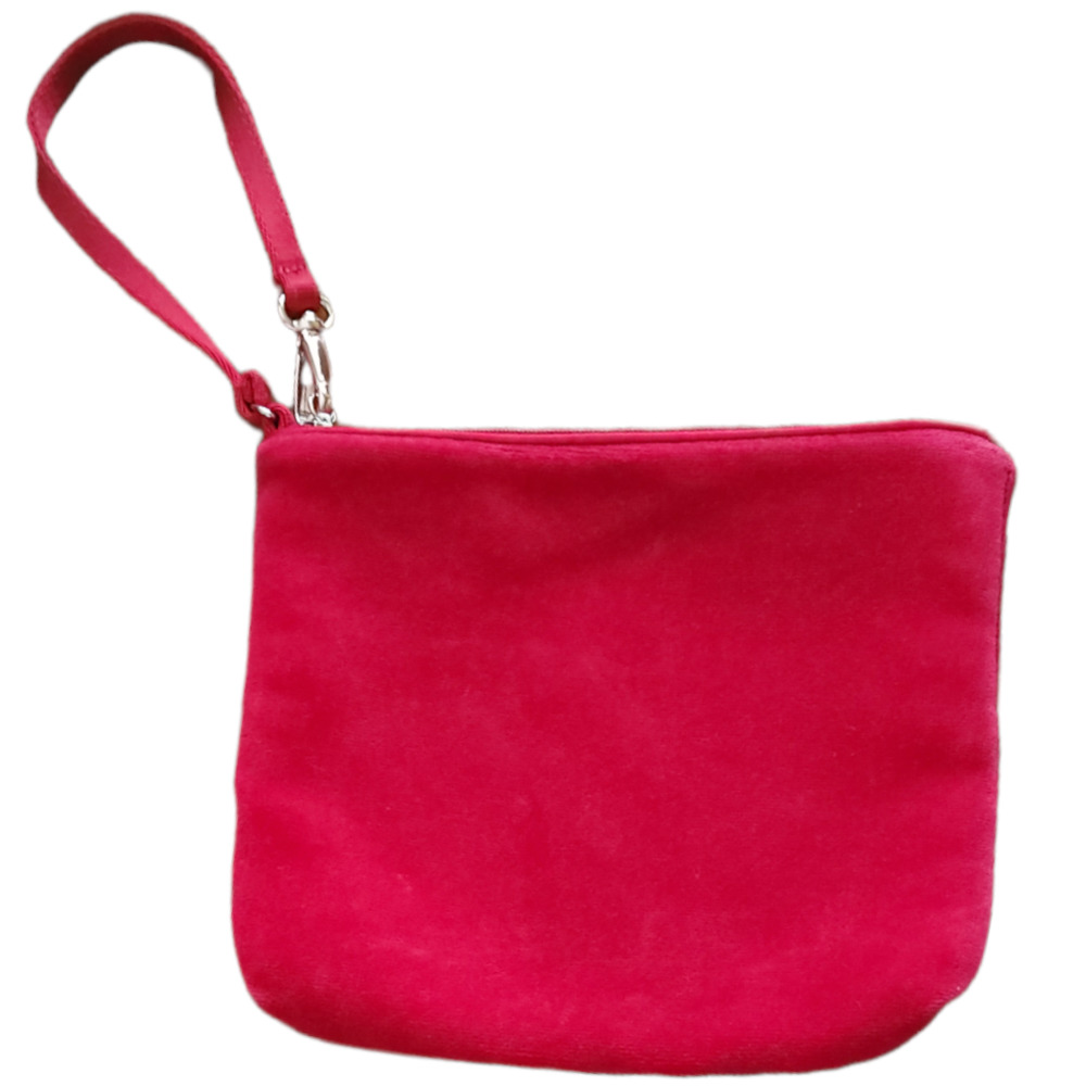 Red Velvet Clutch Wristlet Suede Handbag Purse
